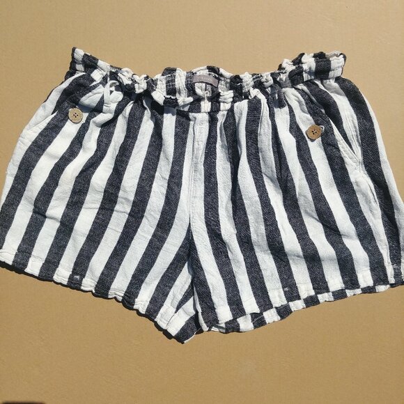 Linen cotton shorts navy blue and white stripes size 16W - Picture 5 of 15